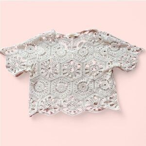 Rebellion Again Cream Crochet Crop Top Size S
